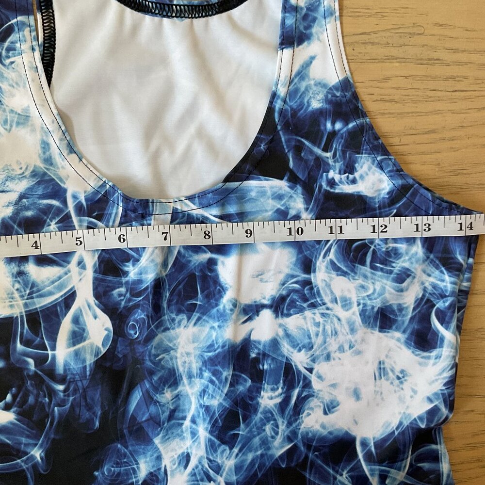 LIMITED M Black Milk Dark Places Blue Smoke Faces Reversible Scoop Skater Dress - Picture 8 of 12